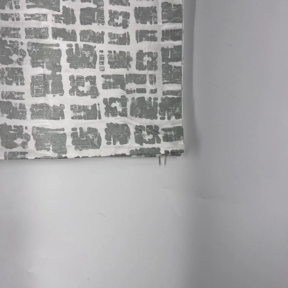 West Elm Metallic Silver Abstract Block Print Pillow Covers Set of 2 White 18x18
